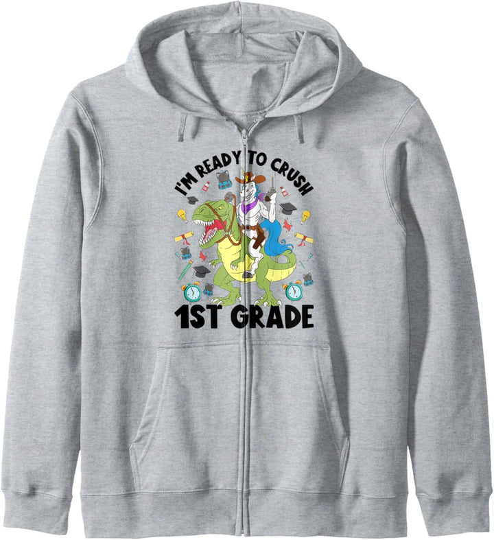 I'm Ready To Crush First Grade Unicorn Dinosaurier Back School Kapuzenjacke