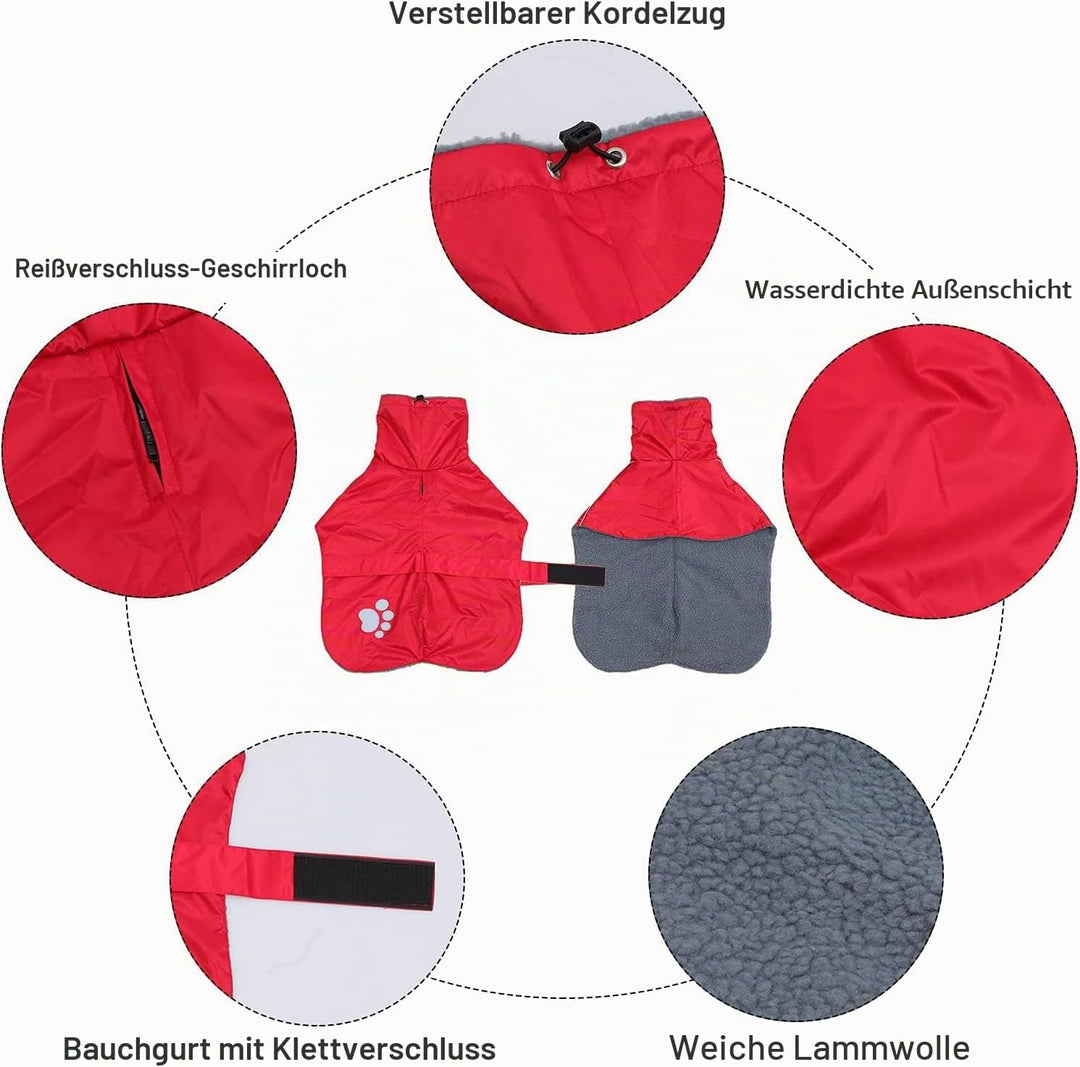 Geyecete Hundemantel Wasserdichter fur Windhund, Winter Hundejacken mit warmem plüschfutter, Regenma