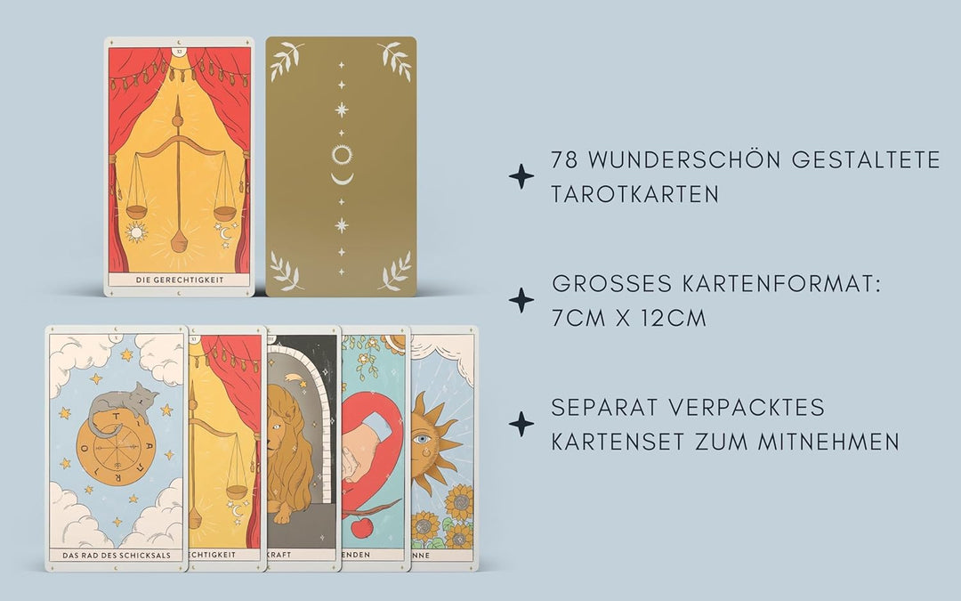 Tarotkarten: Tarotkarten mit Buch, Set für Anfänger: ausführliche Beschreibungen zu Fragen, Karten u