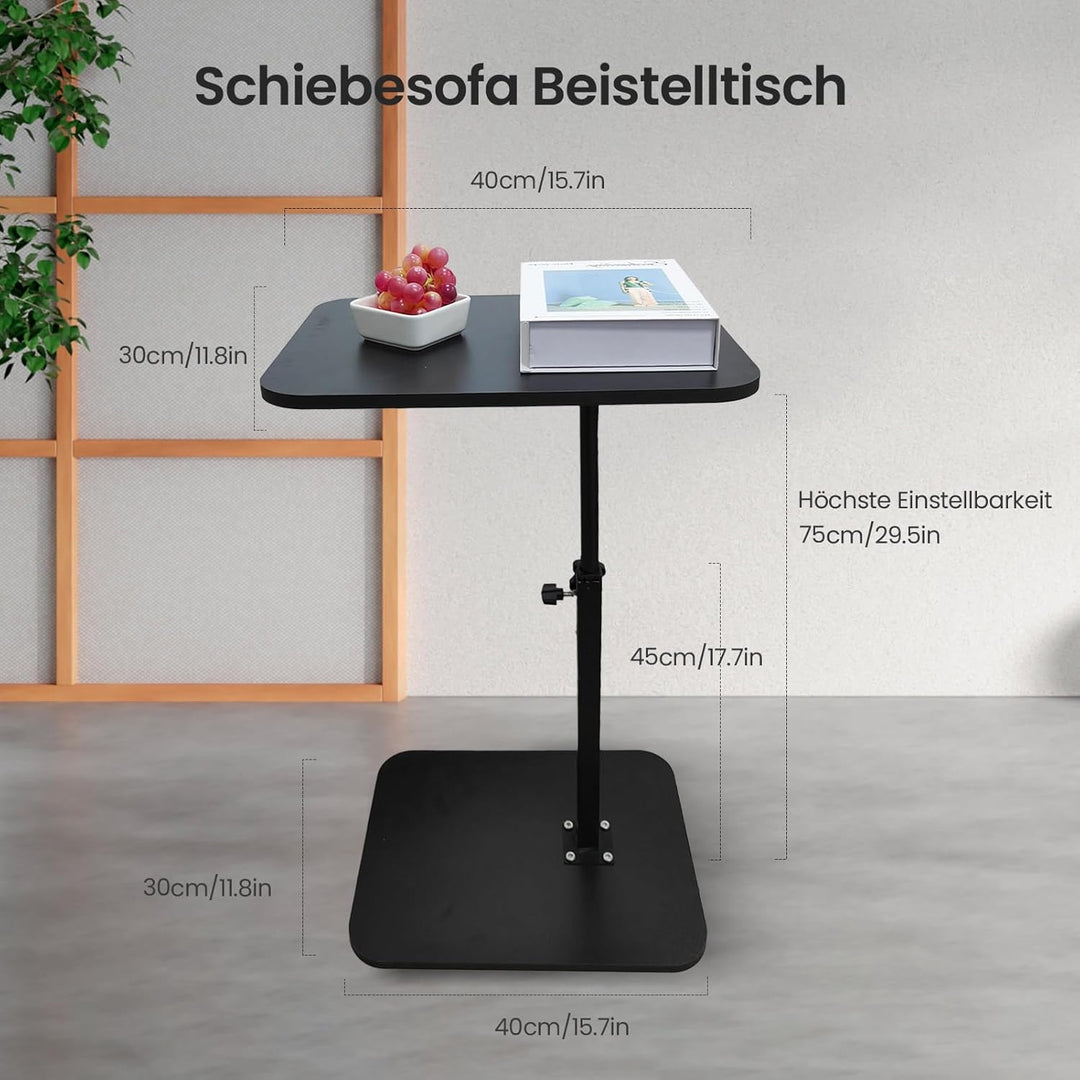 C-förmiger Beistelltisch, Beistelltisch für Sofa, Beistelltische für Wohnzimmer, verstellbare Höhe,