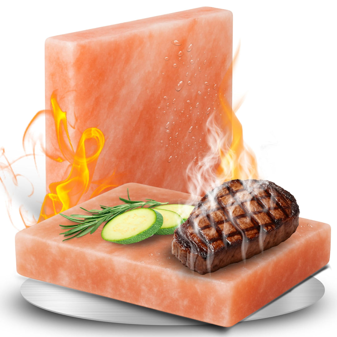 Grill Salzstein XL aus reinem Himalaya Salz - Steinsalzplatte als Grillaccessoire zum Grillen - inte