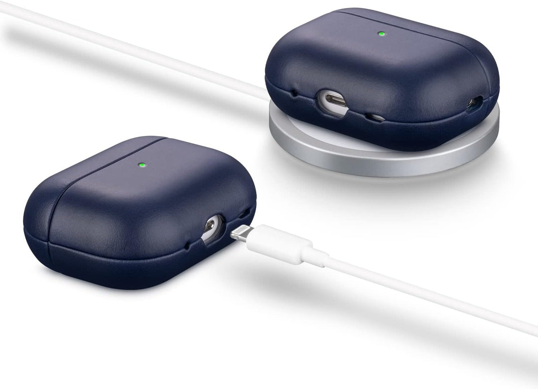 MAOGOAM Leder AirPods Pro 2 Hülle mit Knöpfen, Authentische Kristall-Pflanzenöl gewachste Lederhülle