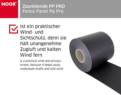 NOOR Zaunblende PP PRO 650 g/m2 Anthrazitgrau I 0,19 x 35 m I Der ideale Sichtschutz für Ihren Doppe