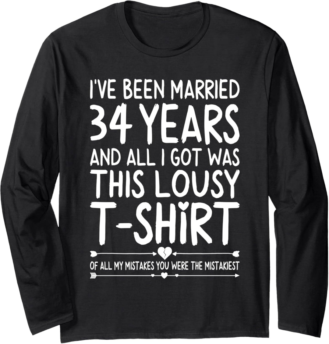 34th Wedding Anniversary Shirt for Her and Him Couples Funny Langarmshirt