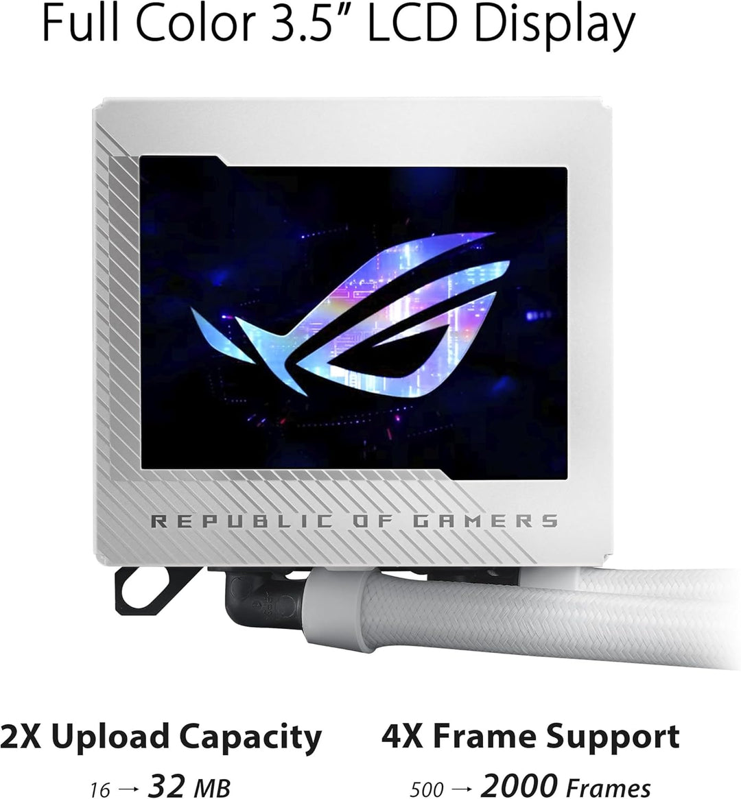 ASUS ROG Ryujin III 240 ARGB White Edition All-in-One Flüssig CPU-Kühler (3,5 Zoll LCD, Asetek-Pumpe