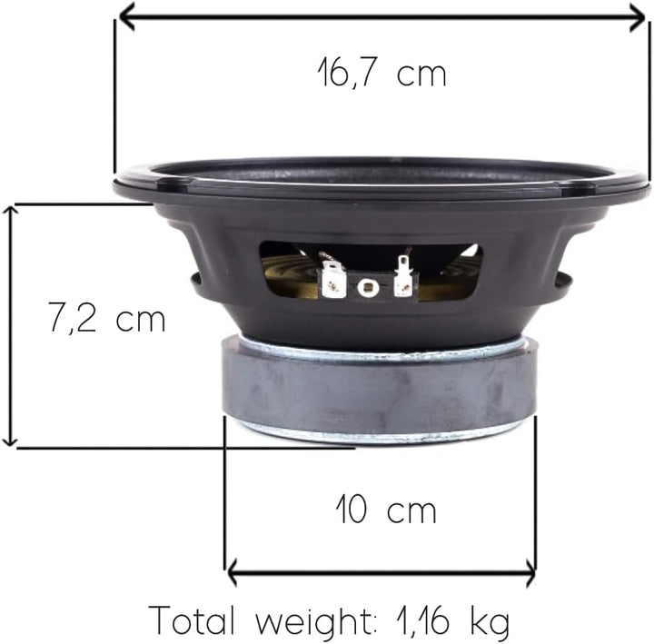 MASTER AUDIO 1 MA16DW/8 MA 16DW/8 professioneller tieftöner 16,5 cm 165 mm 6,5" 150 watt rms und 300