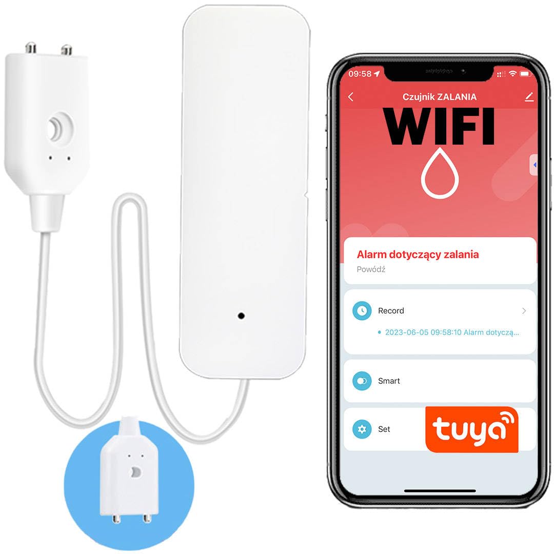 Sone Smart One Wasseralarmsensor mit WiFi, Batteriebetrieb, Smart Life/Tuya App kompatibel mit Alexa