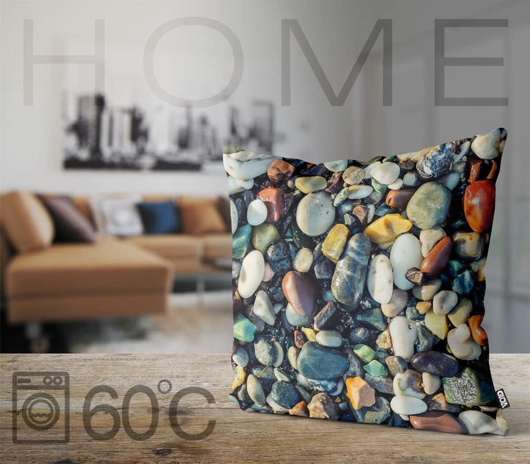 VOID Steinstrand Bunte Kiesel Kissenbezug Kissenhülle Sofakissen Kissen Deko Outdoor-Kissen Dekokiss