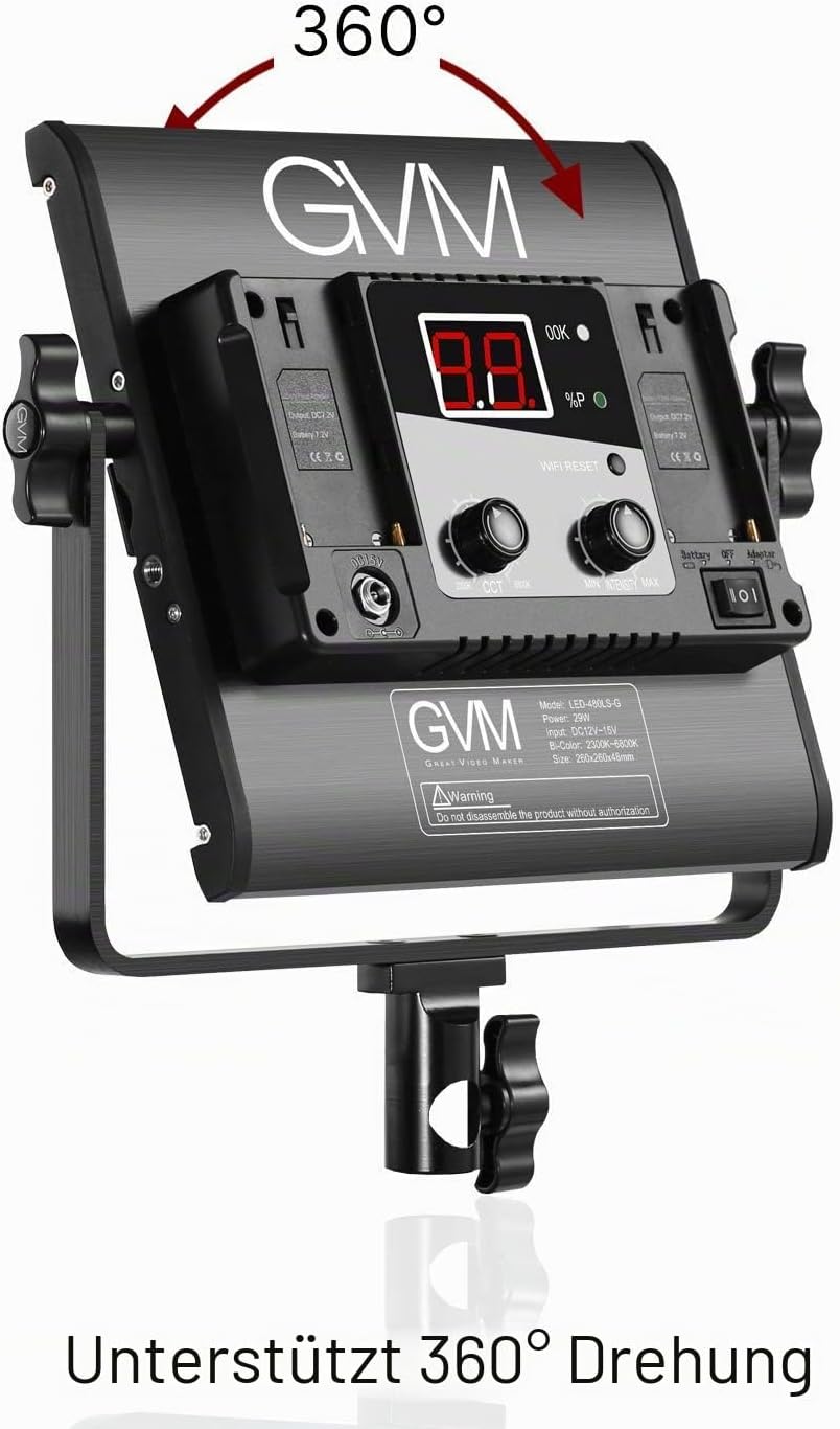 GVM LED Videoleuchte mit Stativ, APP Control 480 LED Fotobeleuchtung für YouTube Studio Videolicht S