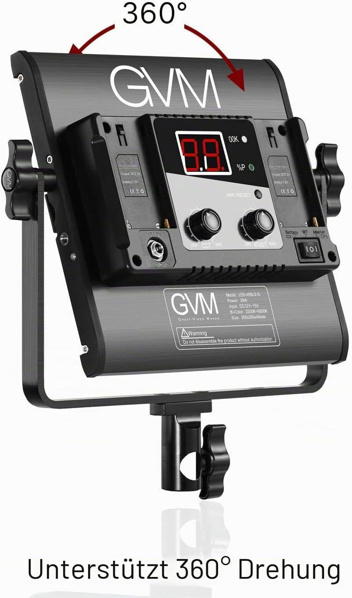 GVM LED Videoleuchte mit Stativ, APP Control 480 LED Fotobeleuchtung für YouTube Studio Videolicht S