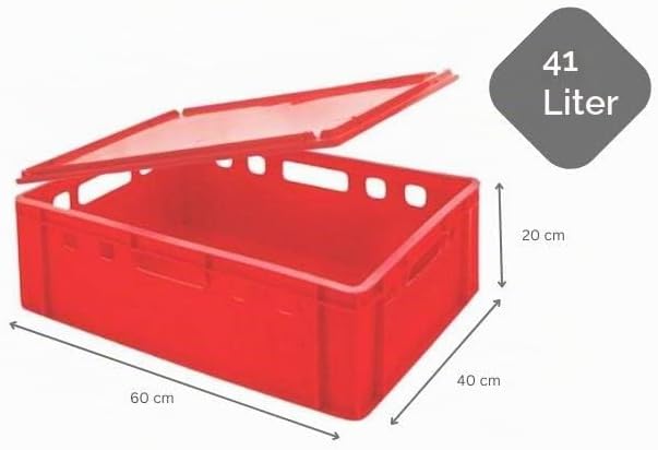 PROREGAL CHEFGASTRO Eurobehälter Fleischerkasten E2 mit Auflagendeckel | HxBxT 20x40x60cm | 41 Liter