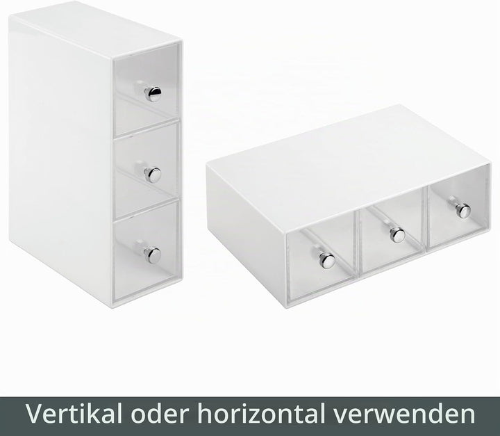 mDesign Küchen Organizer mit 3 Schubladen - Aufbewahrungsbox für Teebeutel, Kaffeepads, Süssungsmitt