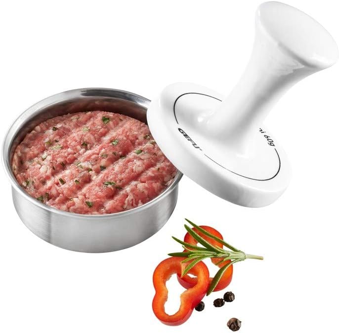 GEFU Party Burgerpresse SPARK 15400, Hamburger-Presse Edelstahl klein Ø 7,8 cm 60 g Patties, Gemüseb