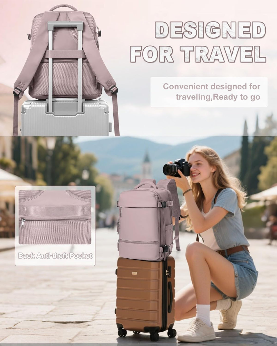 SZLX Grosser Reiserucksack Damen,Vakuum Rucksack mit Pumpe Ryanair Handgepäck 40x30x20 Herren, Wizza
