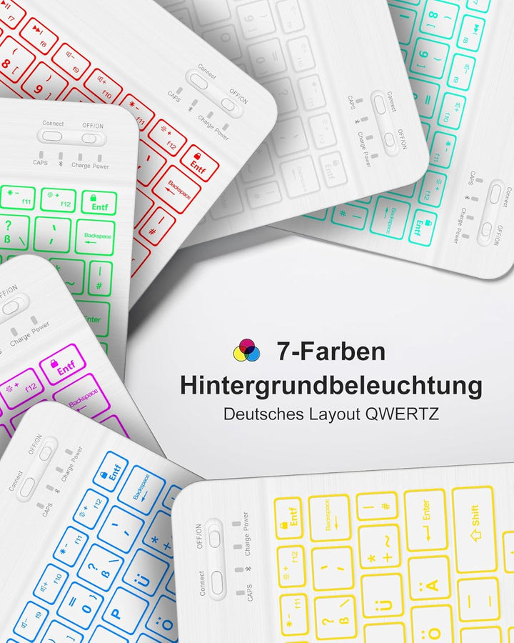 Für iPad Air 11 (2026/2025/2024) (M4/M3/M2) Hülle mit Keyboard, Beleuchtete Tastatur mit 7 Farben, B
