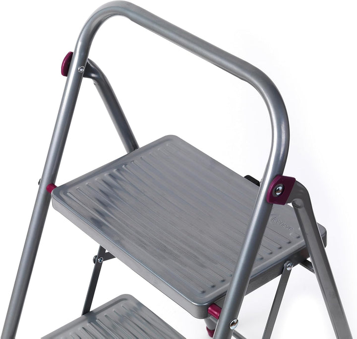 Kleeneze® KL068514EU zusammenklappbare 3-stufige Trittleiter für Heimwerker, 105 cm, rosa/grau, Trag