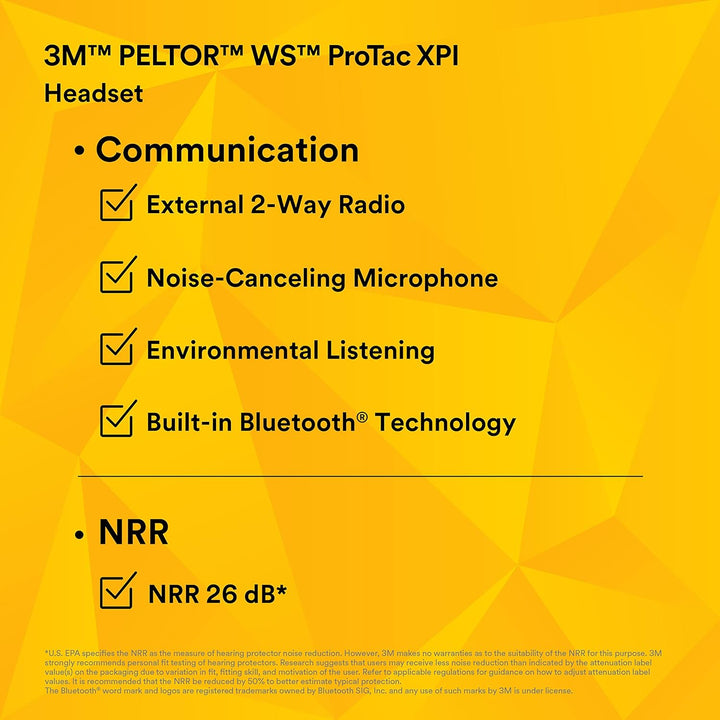 3M Gehörschutz-Headset PELTOR WS ProTac XPI, Kopfbügel, Bluetooth, gelb 7100196045 (Kapselgehörschut