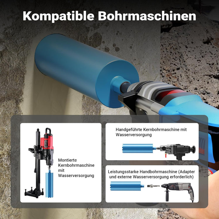 Wiltec Diamantbohrkrone Typ 1 (Shark) Ø 152 mm, Bohrkrone 450 mm, 1¼ UNC Nassbohrkrone, Diamantbohre