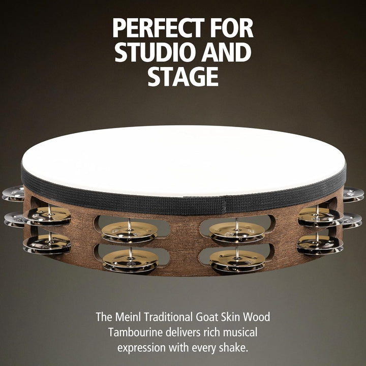 MEINL Percussion Traditional Ziegenfell Holztambourine - 2reihig/ Walnut Brown (TAH2WB)