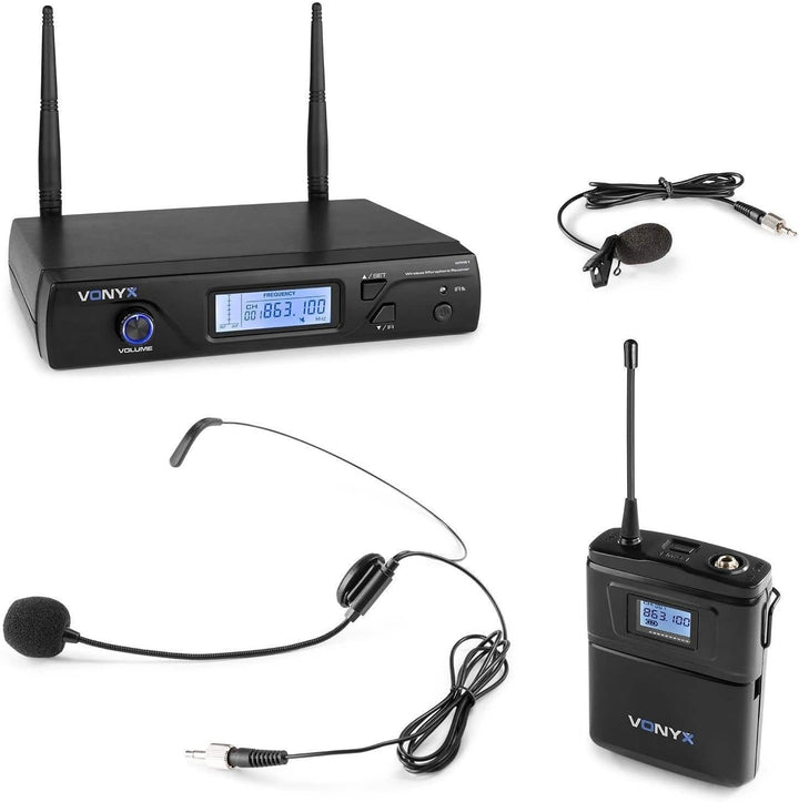 Vonyx WM61B BodyPack mit Headset und Empfänger - 16 UHF-Kanäle