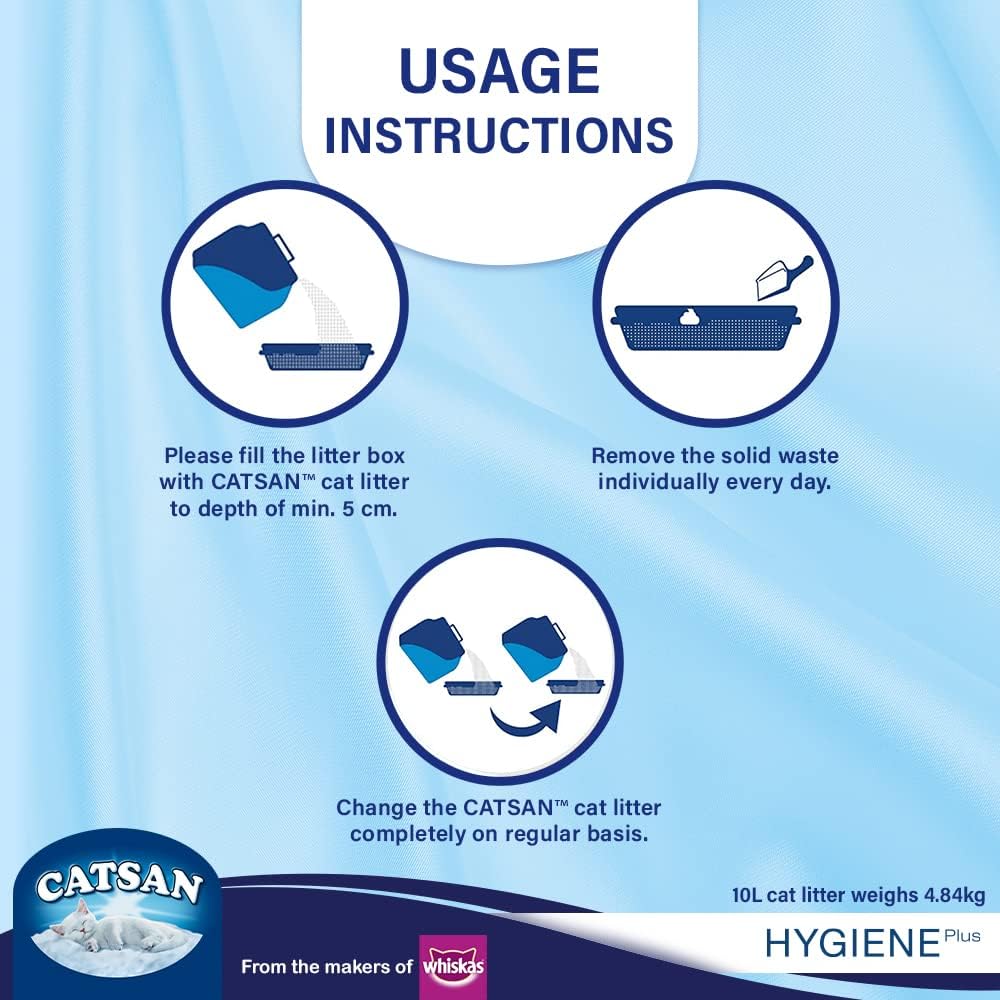 Catsan Hygiene-Katzenstreu, Nicht klumpend, 100% natürlich, saugfähig, 10 l, Weiss 10 l (Pack of 1),