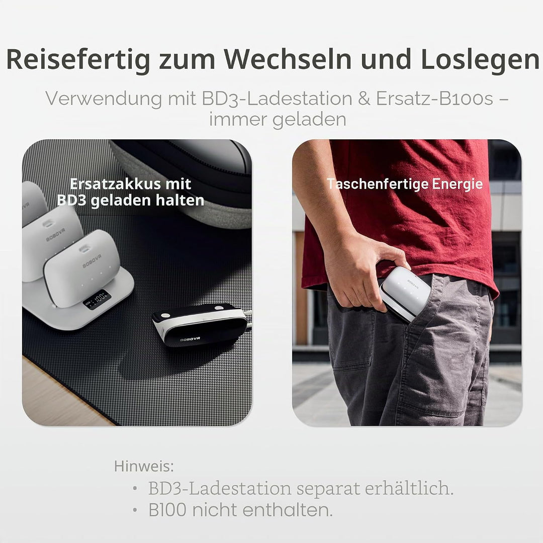BOBOVR PD100 2-in-1 Ladestation &amp; 30W USB-C PD PowerBank für B100 Batterij | Tweerichtingssnelladen,