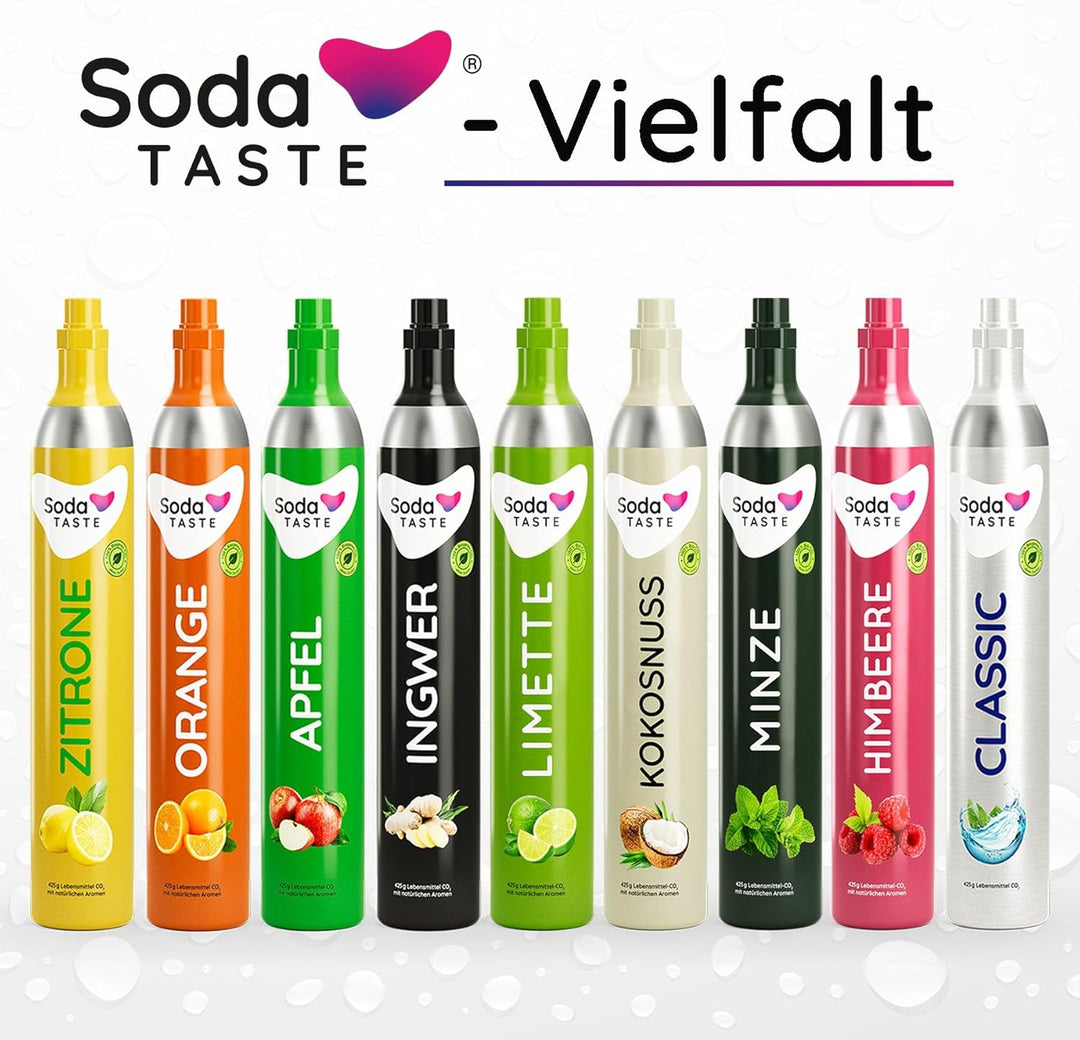 SodaTASTE CO2-Tauschzylinder (Refill) für Wassersprudler, mit natürlichem Minz-Aroma, ohne Sirup, fü