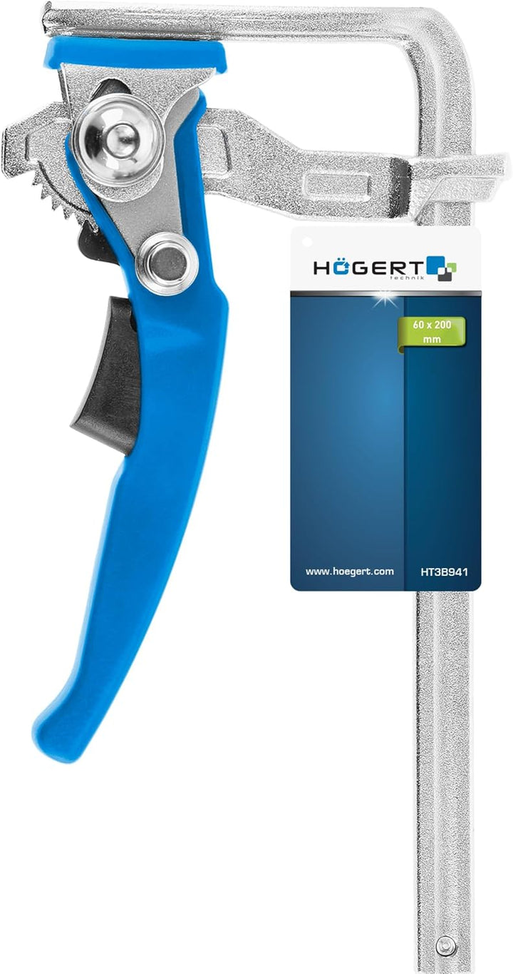 Högert Technik - Hebelzwinge 200 mm I Befestigungskraft bis 2050 N I Aus Gehärtetem Stahl I Arretier