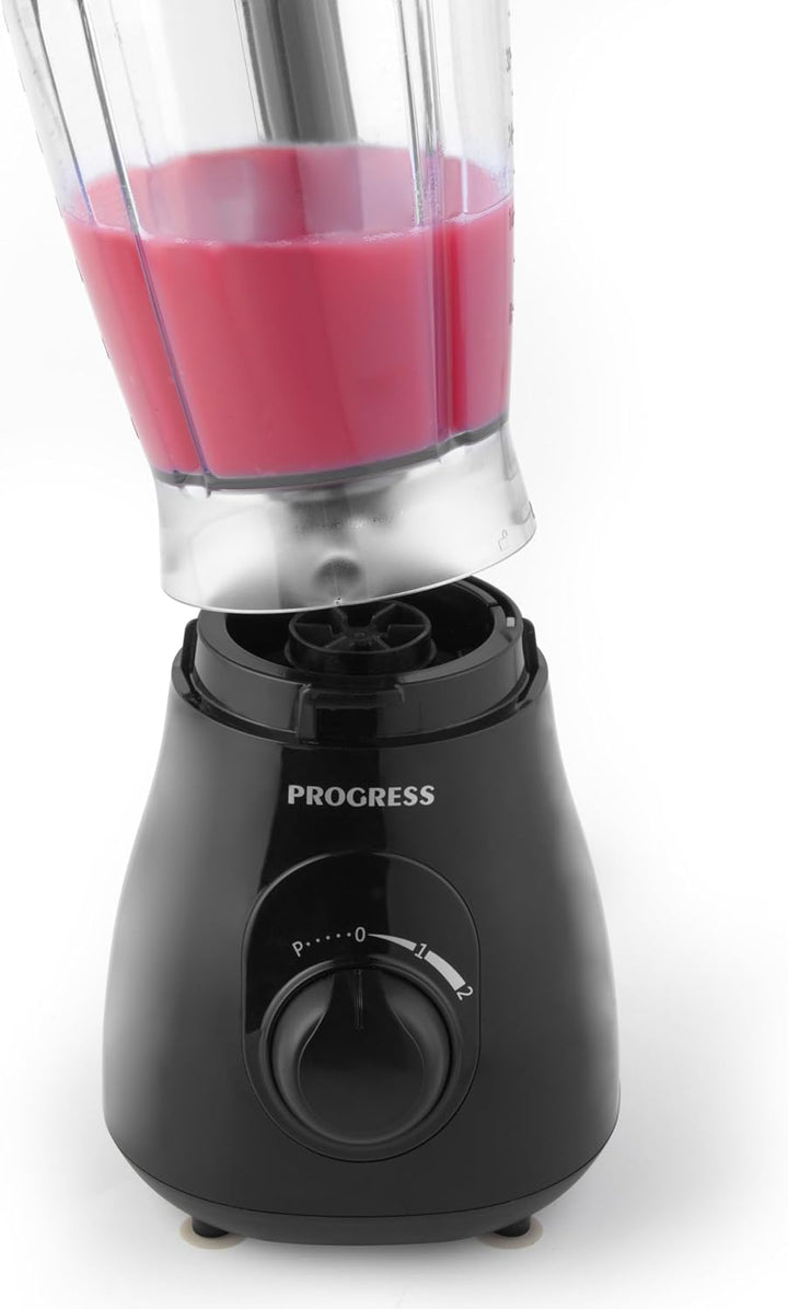 Progress Plastic 1,5L Krugmixer - 2 Geschwindigkeiten & Pulsfunktion, 4-Flügel-Edelstahlklinge, gros