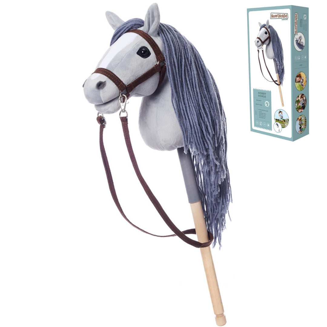 HOPPIHORSE Steckenpferd mit Trense - A4 - Hobby Horse mit Zügeln, Schultergurt, Schweif - hochwertig