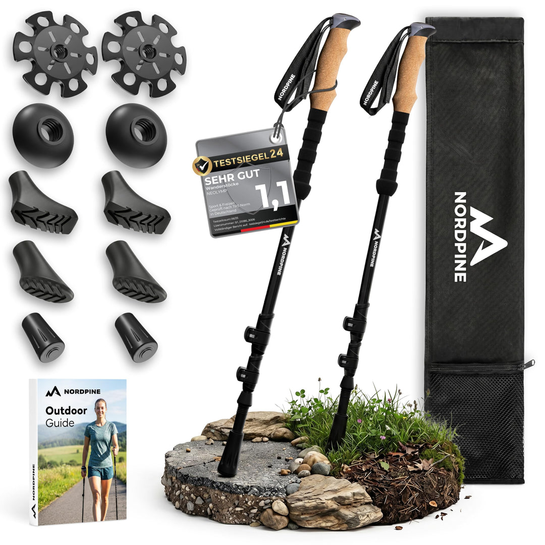 Wanderstöcke Teleskop Carbon oder Aluminium 65-135cm - Höhenverstellbare Walking Stöcke Damen & Herr