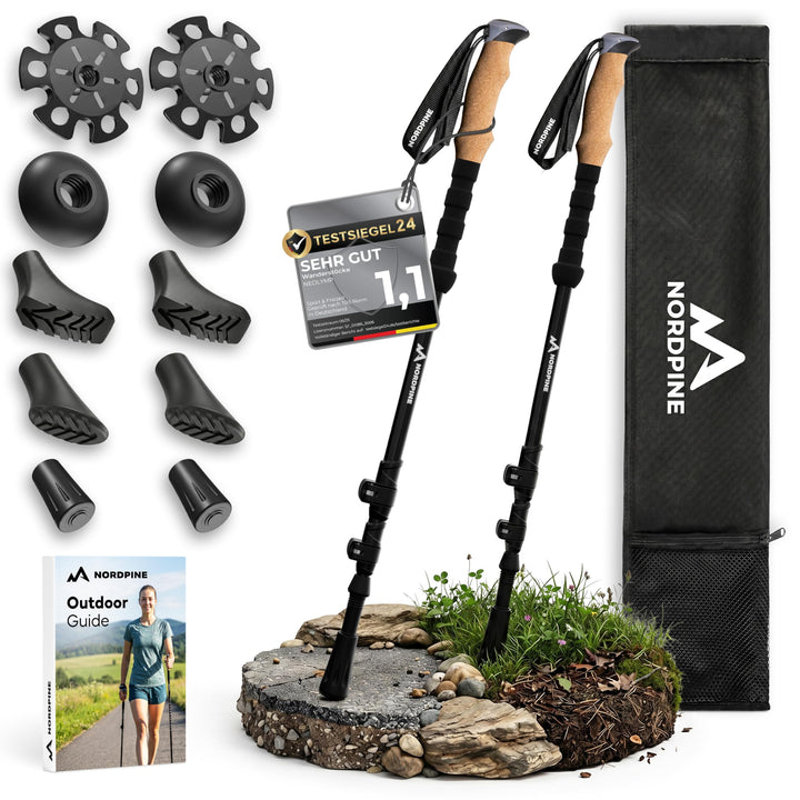 Wanderstöcke Teleskop Carbon oder Aluminium 65-135cm - Höhenverstellbare Walking Stöcke Damen & Herr