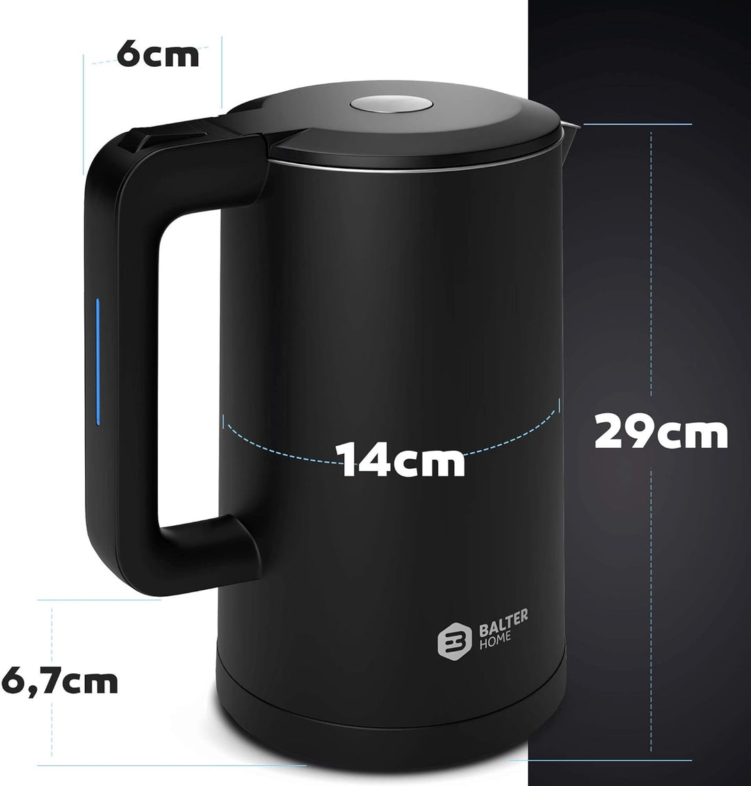 Balter Wasserkocher Edelstahl WK-4, 1,7 Liter, elektrischer Wasserkocher, Doppelwand Design, BPA fre