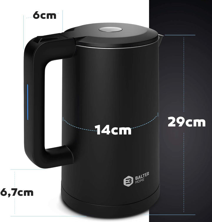 Balter Wasserkocher Edelstahl WK-4, 1,7 Liter, elektrischer Wasserkocher, Doppelwand Design, BPA fre