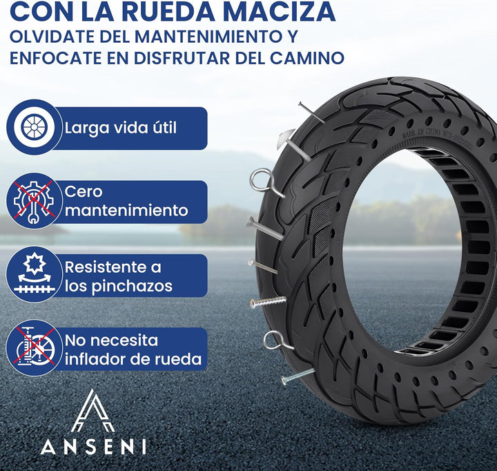 ANSENI Vollreifen 10X2,5 Ersatzreifen für Segway Ninebot G30 Max,G30/ G30E/G30LP,60/70-6.5 Solide Re