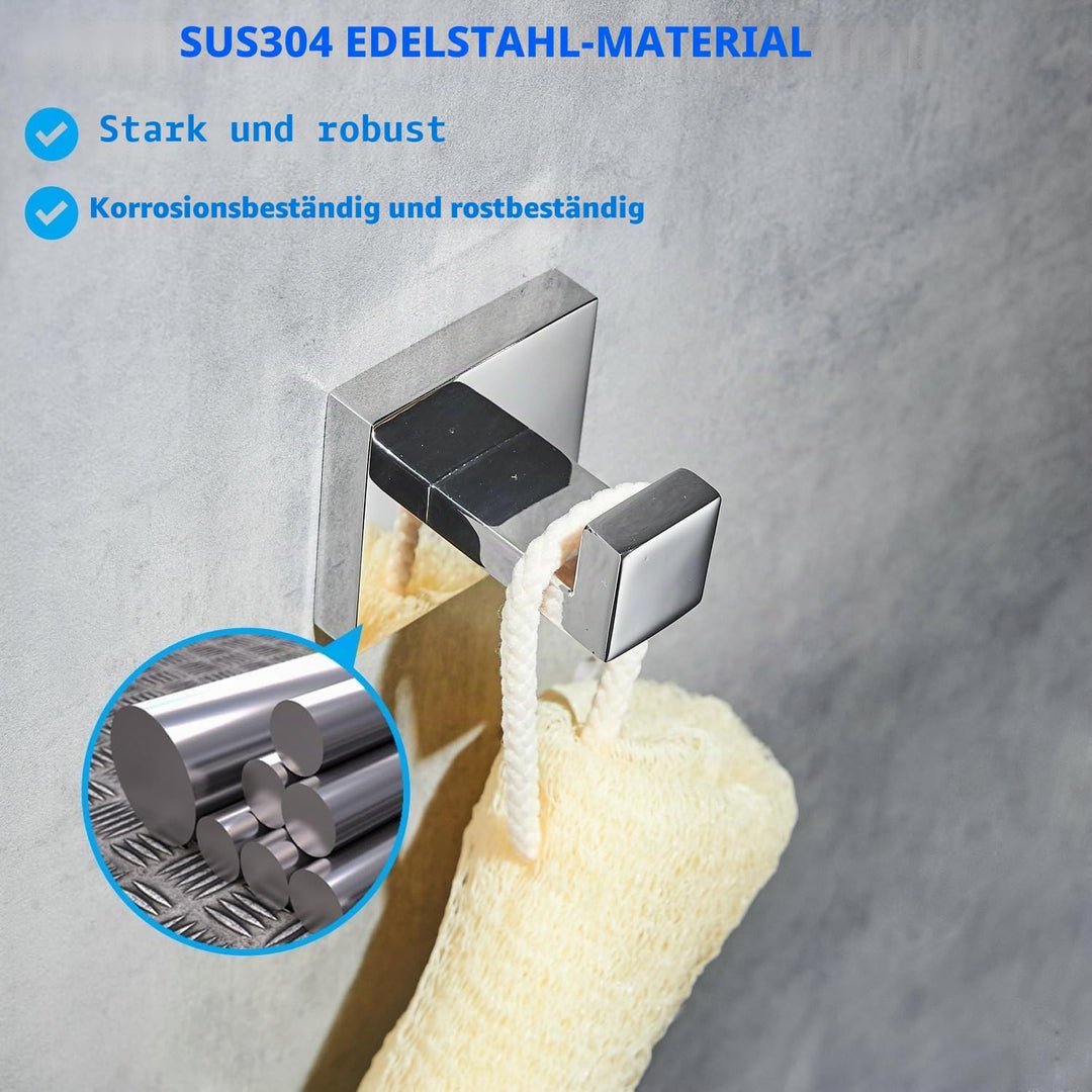 Kelelife 2 Stk. Handtuchhaken Chrom, Badhaken aus Edelstahl für ein Handtuch, Bademantel, Kleiderhak