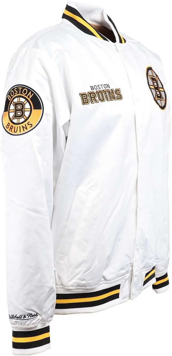 Mitchell & Ness NBA Hometown LW Satin Jacket, White XXL #1-Bruins-White-31091, XXL #1-Bruins-White-3