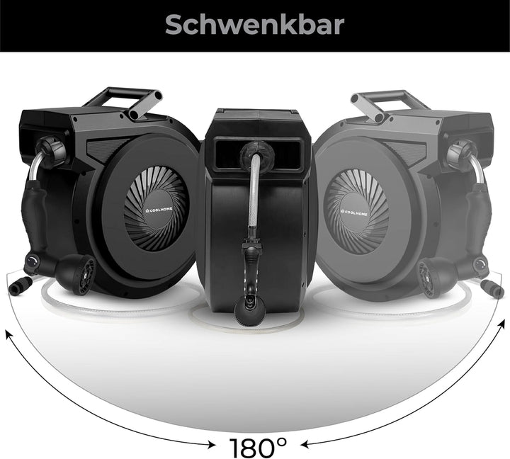 Wandschlauchbox 25 + 2 Meter - Gartenschlauch mit Rolle - Schlauchhalter 180° drehbar - Gartenschlau
