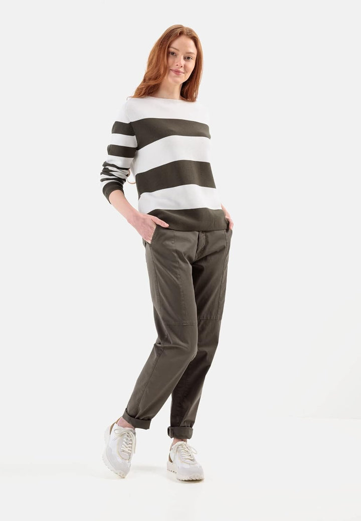 camel active Damen Feinstrickpullover aus Baumwolle, Olive