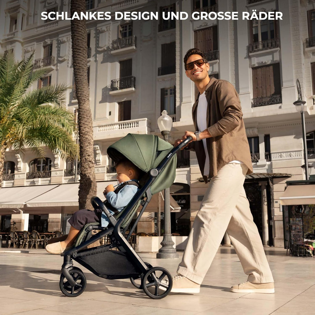 Kinderkraft NUBI 3 Buggy bis 22 kg, automatisch zusammenklappbar, grosse EVA-Räder, Mesh-Sitz, 5-Pun