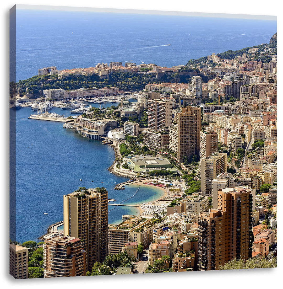 Pixxprint Blick auf das prächtige Monte Carlo, Format: 70x70 auf Leinwand, 70x70
