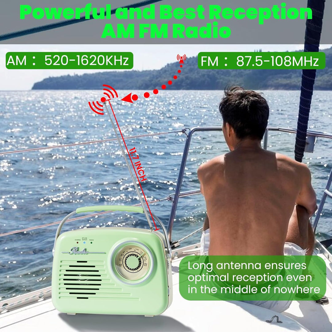 Radios Portable Am Fm, Kleine Retro Vintage Radio Bluetooth, AA-Batterie betriebene Radio oder Steck