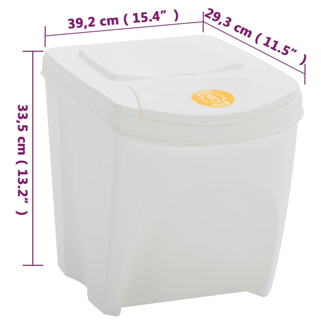 vidaXL Stapelbare Mülleimer 4 Stk. Weiss 100 L Polypropylen, Abfalleimer, Abfallbehälter, Abfalleime