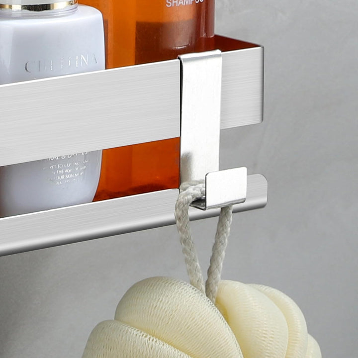 Cooeco Duschablage Ohne Bohren, duschregal ohne bohren 2 Stück, Duschregal mit 4 Haken, Duschablage