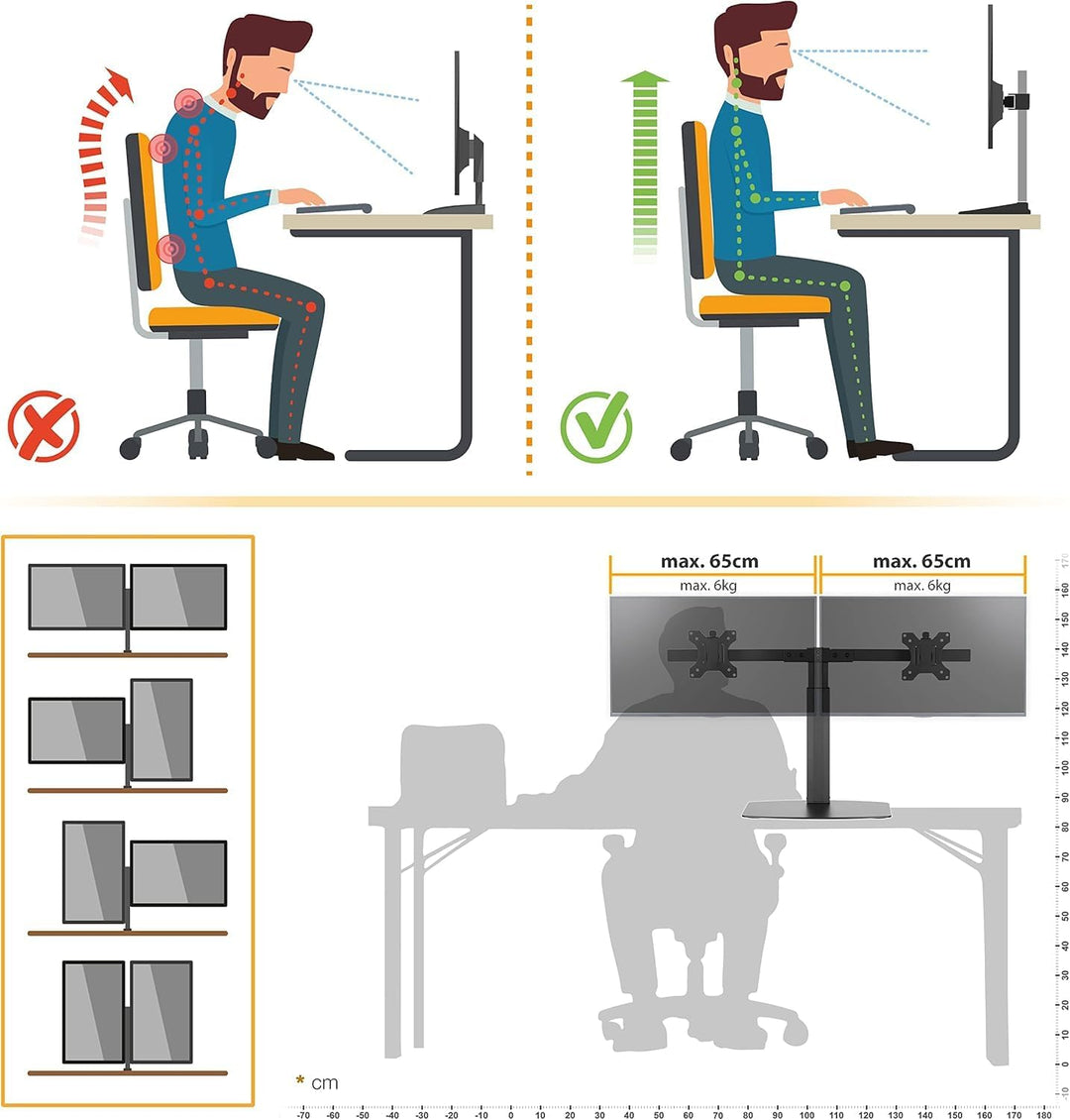 RICOO Monitor Halterung Tisch Gasdruckfeder für 17-34 Zoll, VESA Tischhalterung, Monitorarm TS4111,