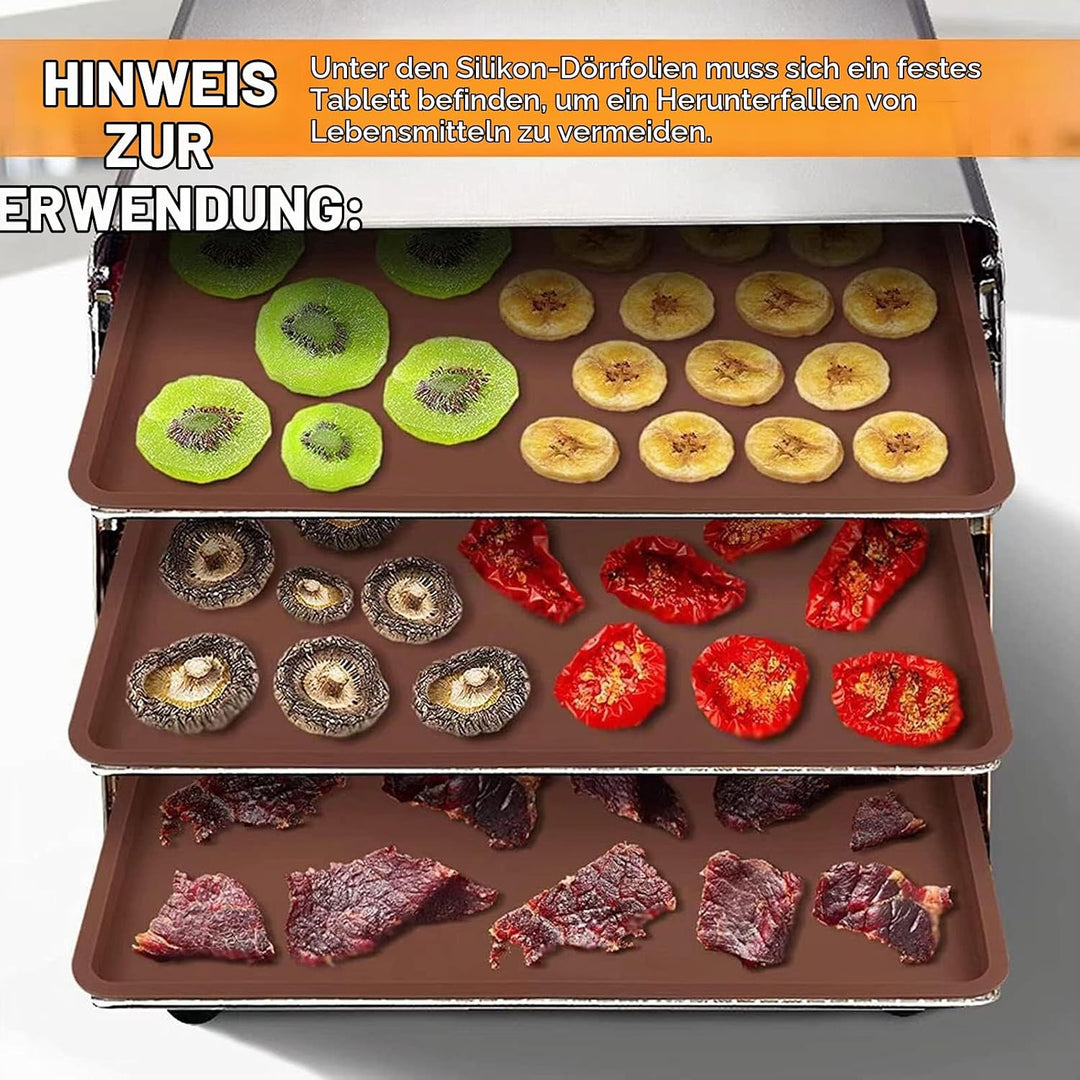 Silikon-Dörrschalen, Obst-Dörrmatten, sicher, hohe Temperaturbeständigkeit, BPA-frei, leicht zu rein