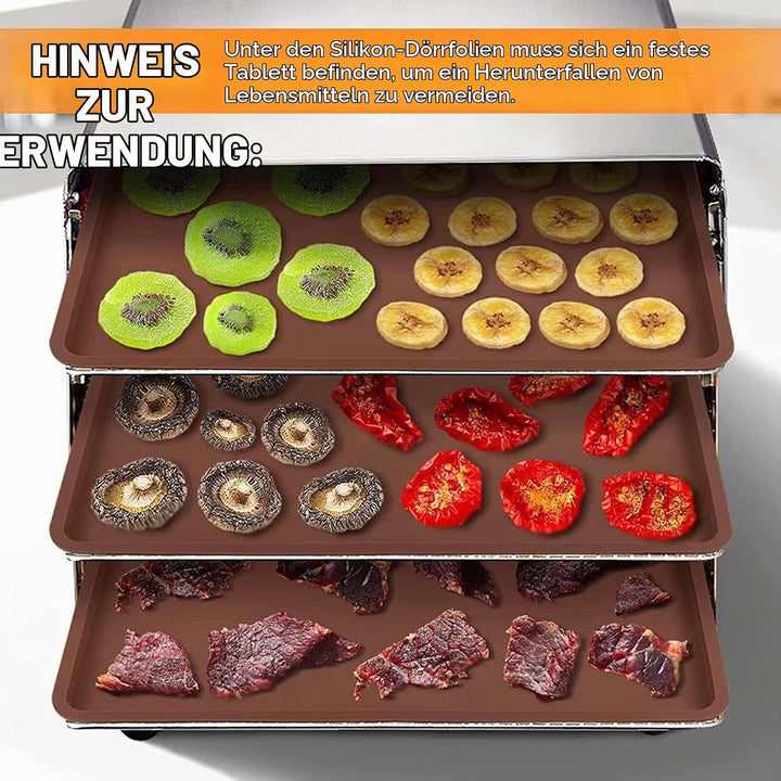 Silikon-Dörrschalen, Obst-Dörrmatten, sicher, hohe Temperaturbeständigkeit, BPA-frei, leicht zu rein