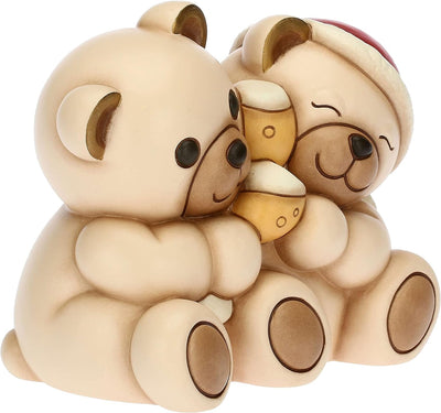 THUN - Weihnachten 2022 - Deko Teddy Paar Brinde aus Keramik von Hand verziert - Geschenkidee Weihna