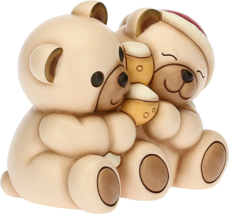 THUN - Weihnachten 2022 - Deko Teddy Paar Brinde aus Keramik von Hand verziert - Geschenkidee Weihna