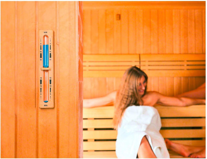 Sport-Tec Sauna-Sanduhr aus Holz, 15-Min. Laufzeit Blau, Blau